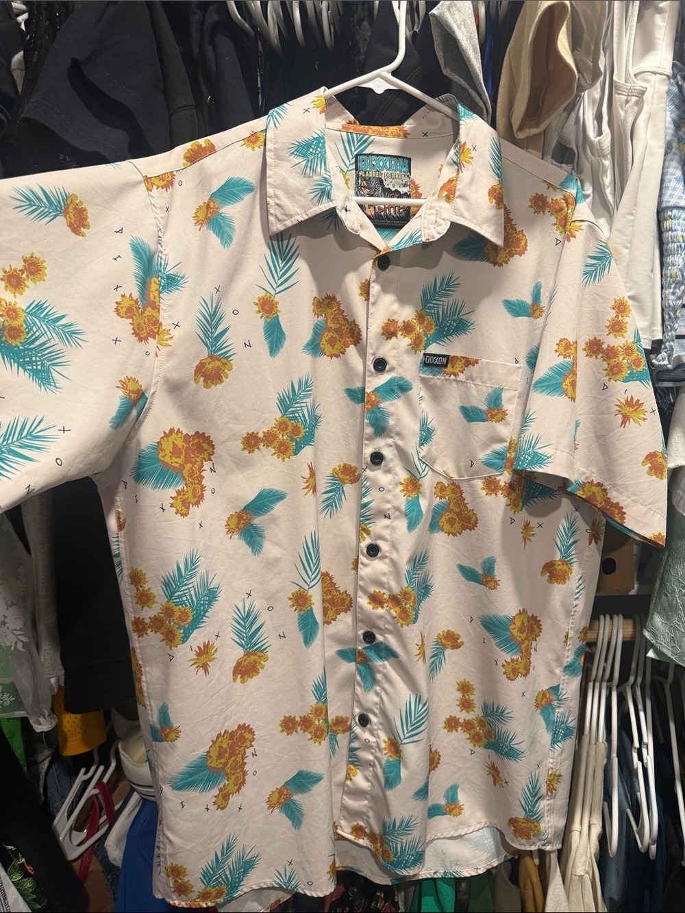 DIXXON Cream Tropical Short-Sleeve Button-Down